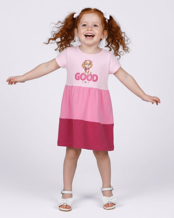 Vestido Bebê Algodão Três Marias Patrulha Canina Skye Rosa 2