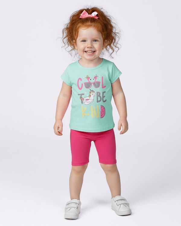 Blusa Bebê Estampa Unicórnio com Glitter Manga Curta Verde 3