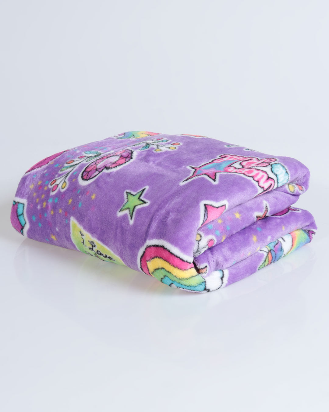 Cobertor-Solteiro-Infantil-Flannel-Unicornios-Lilas