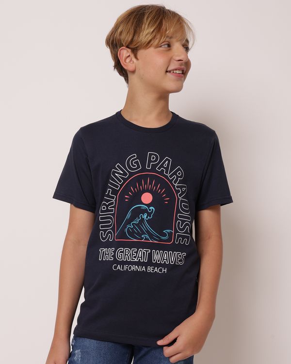Camiseta Juvenil Algodão Estampada California Marinho 10