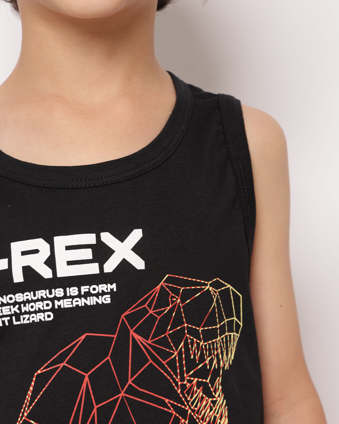 Conjunto Infantil Regata Curto com Estampa T-Rex Preto