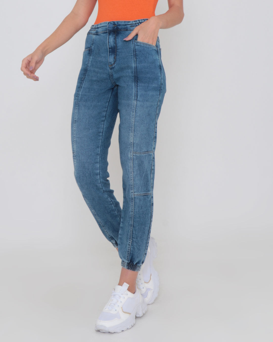 Calca-Jeans-Feminina-Jogger-Nervura-Denim-Azul