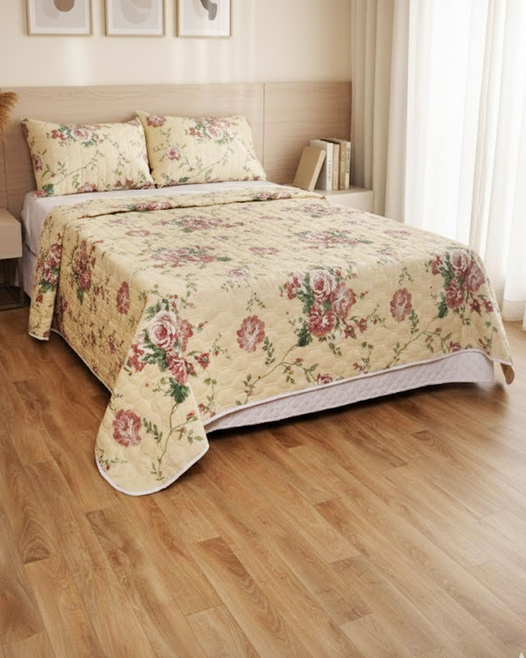 Kit-Colcha-Cs-Portat-Cabas-Ultrasonica---Bege-Floral