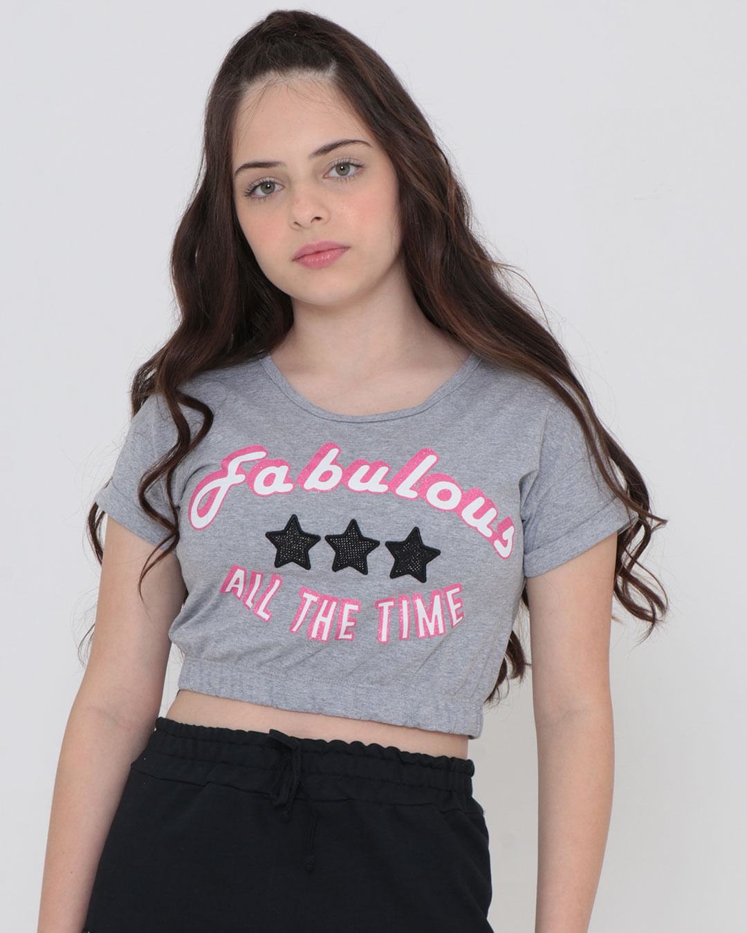 Blusa-Cropped-Juvenil-Estampa-e-Bordado-Com-Glitter-Cinza