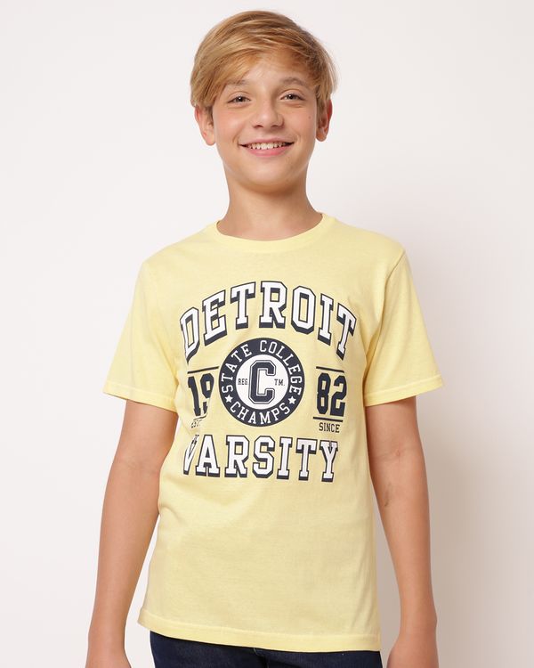 Camiseta Juvenil Algodão Estampada Amarelo 12