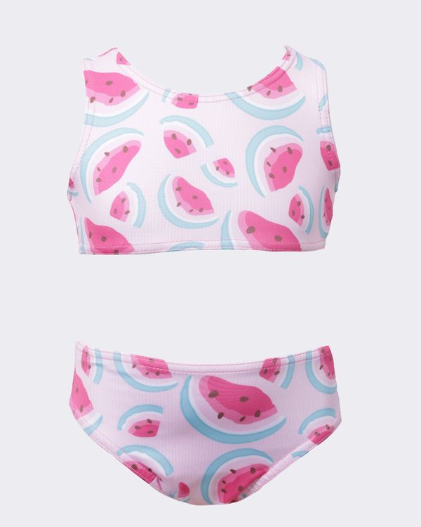 Conjunto Biquíni Tip Top Bebê Estampado Melancia + Proteção UV50+ Rosa 2