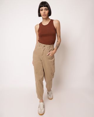 Calca-Sarja-Elastico-Cintura-Bege---Bege