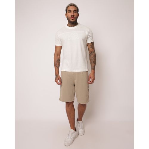 Bermuda Masculina Gangster Moletinho com Cós Elástico Bege