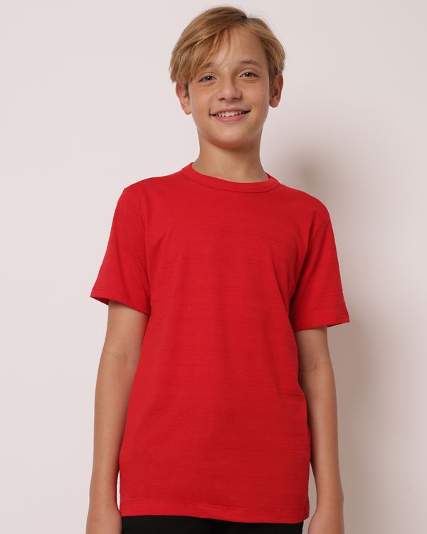 Camiseta Juvenil Algodão Básica Manga Curta Vermelha 10