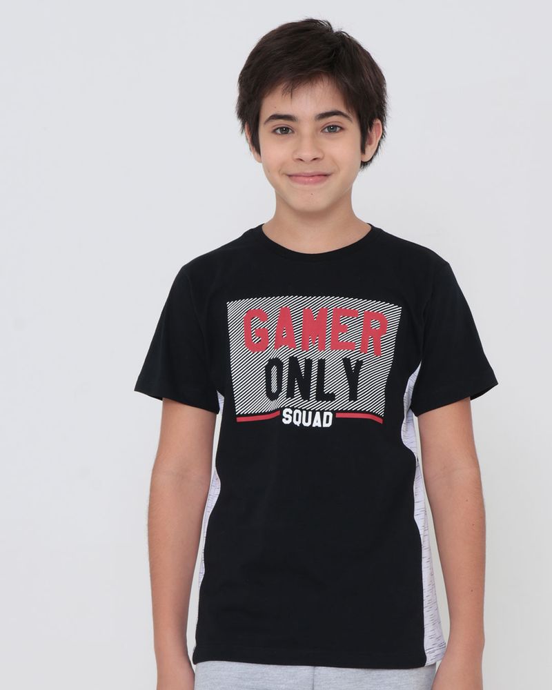 Camiseta Juvenil Estampa Gamer Preta | Lojas Torra - Lojas Torra