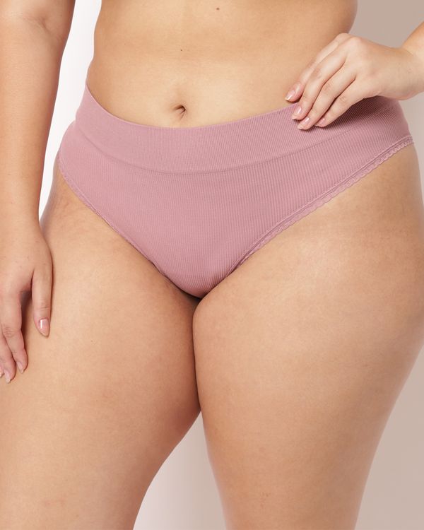 Calcinha Plus Size Cintura Alta Canelada Rosa G3
