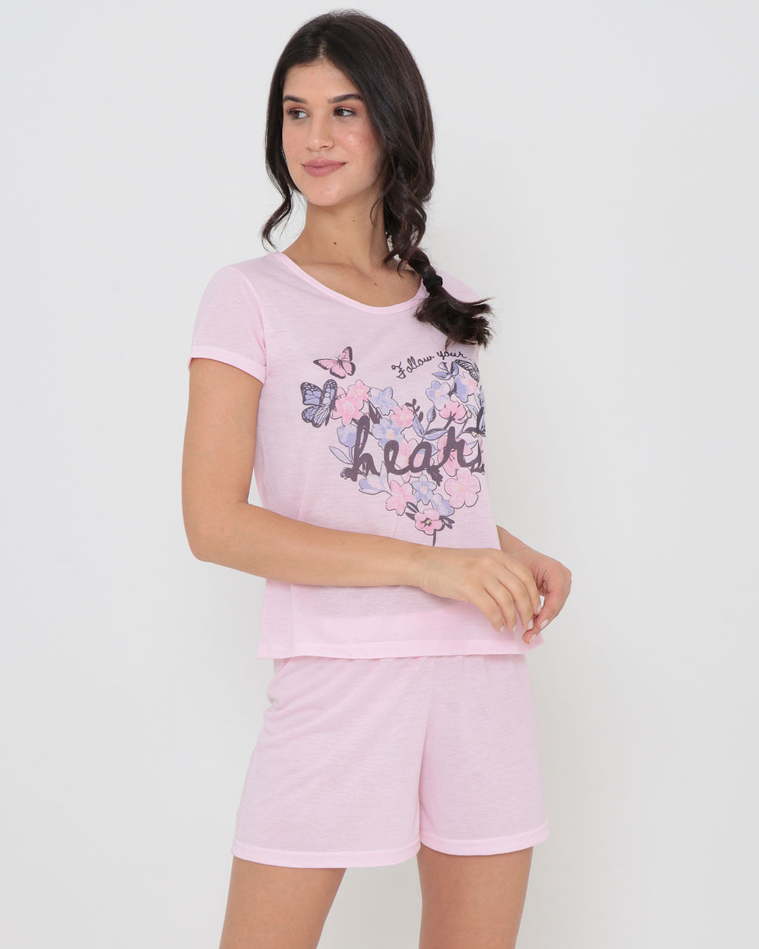 Pijama-Feminino-Curto-Estampa-Borboletas-Rosa-Claro