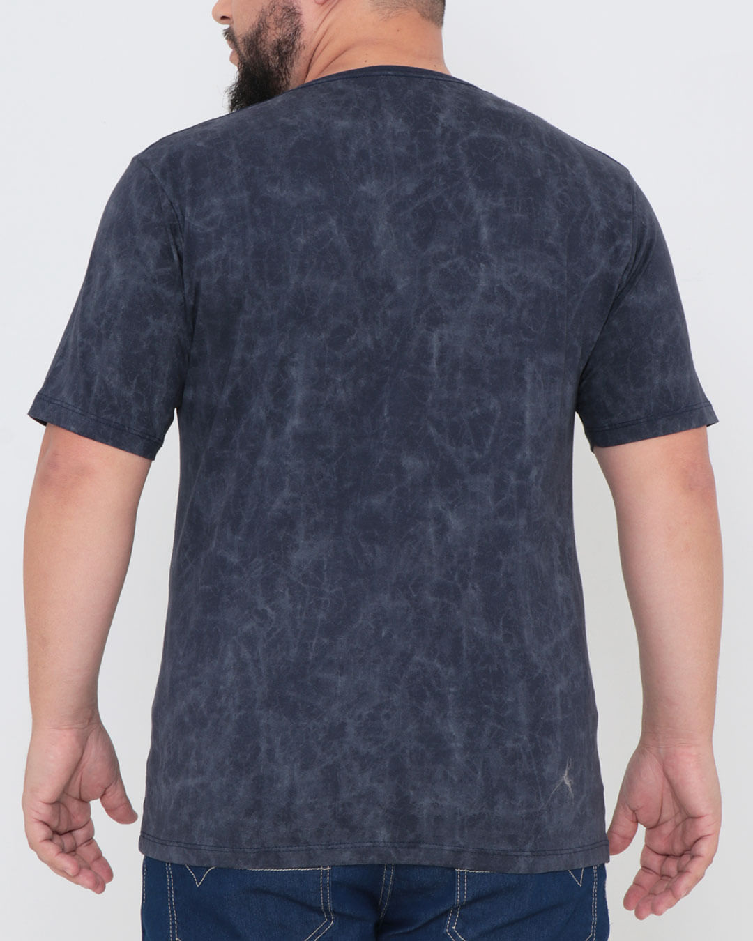 Camiseta-Plus-Size-Marmorizada-Manga-Curta-Azul-Escuro