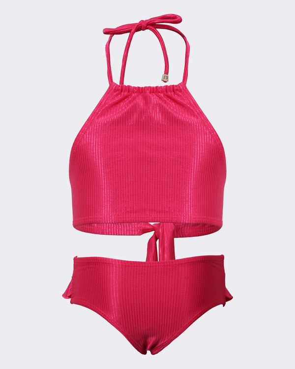 Conjunto Biquini Infantil Canelado Rosa 6