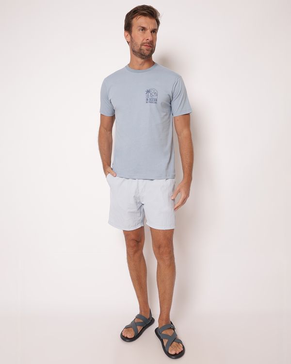 Bermuda Surf Masculina Reta Poliamida com Bolsos Azul G