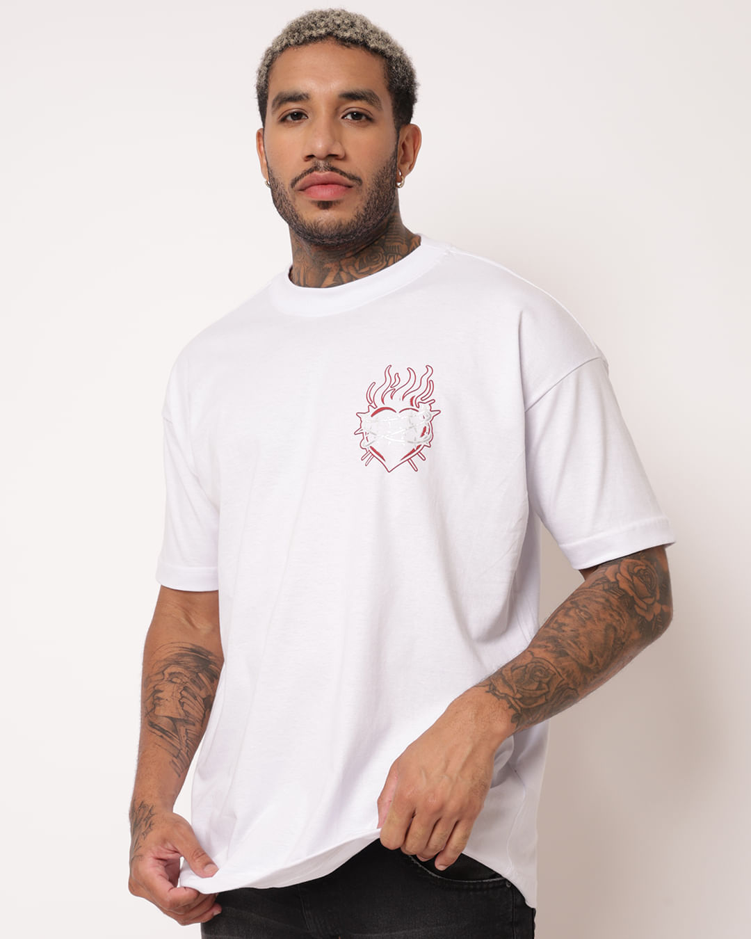 Camiseta Masculina Algodão Estampa Frente e Costas Branca-1764007437650