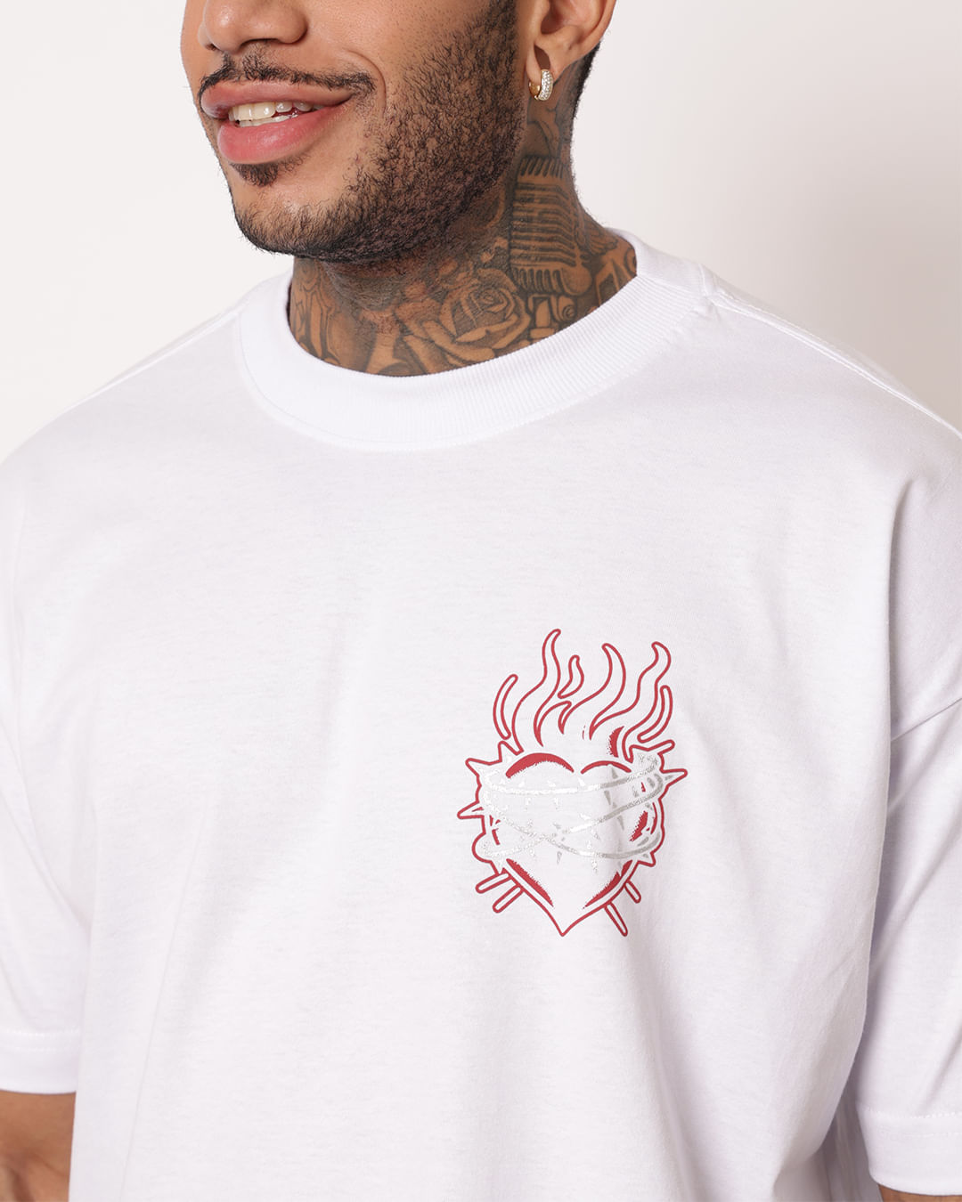 Camiseta Masculina Algodão Estampa Frente e Costas Branca-1764007443954