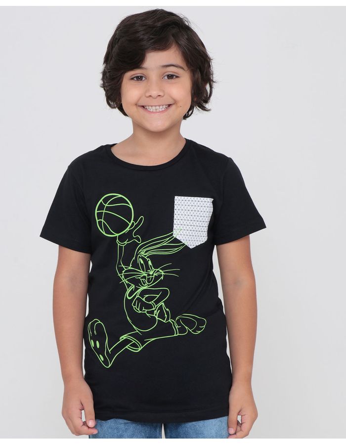 Camiseta-Infantil-Space-Jam-Looney-Tunes-Preta