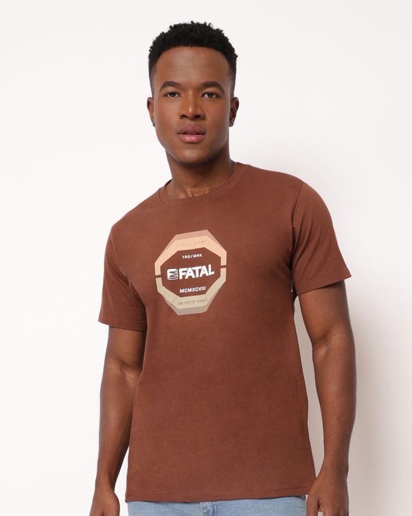 Camiseta Masculina Fatal Algodão Manga Curta Marrom M