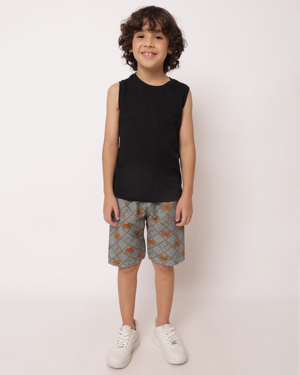 Bermuda Infantil Microfibra Estampada Xadrez Verde 6