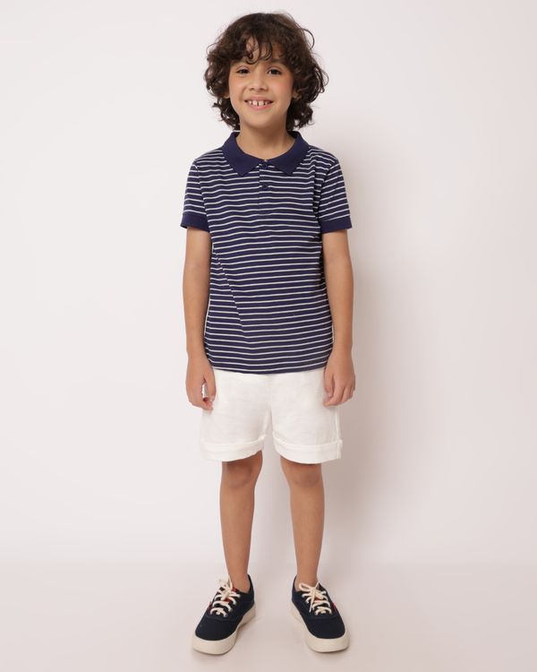 Bermuda Infantil Reta Algodão com Bolsos Barra Dobrada Bege 6