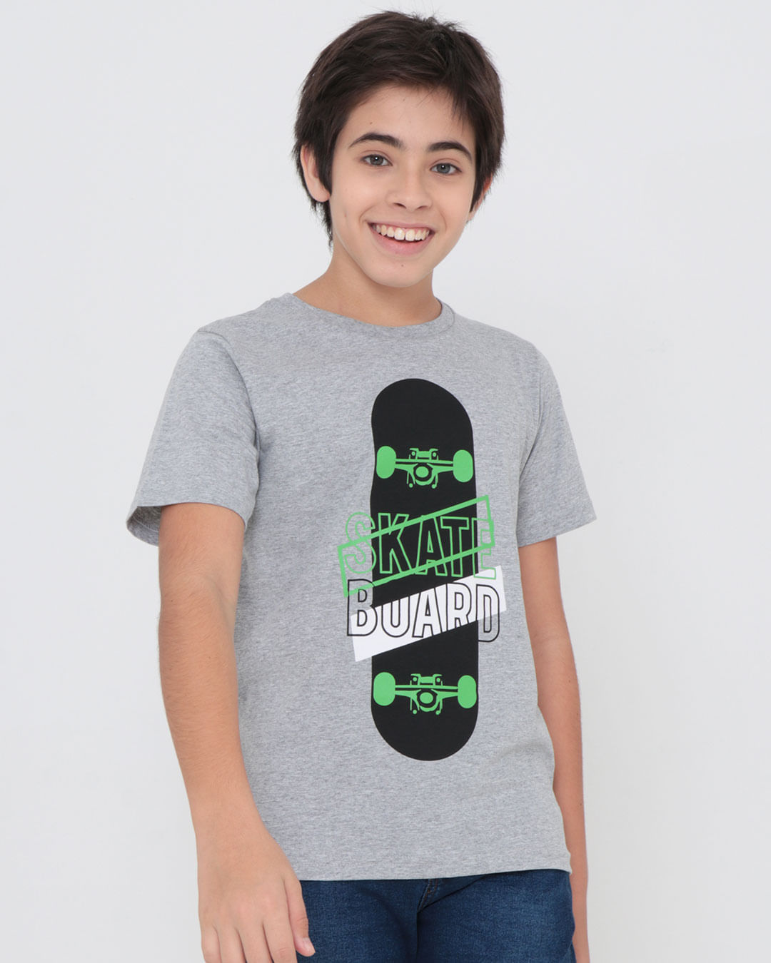 Camiseta-Juvenil-Estampa-Skate-Cinza