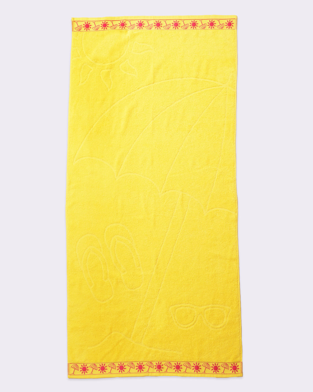 Toalha de Praia Algodão 78cm x 160cm Bordado Amarela-1764078749657