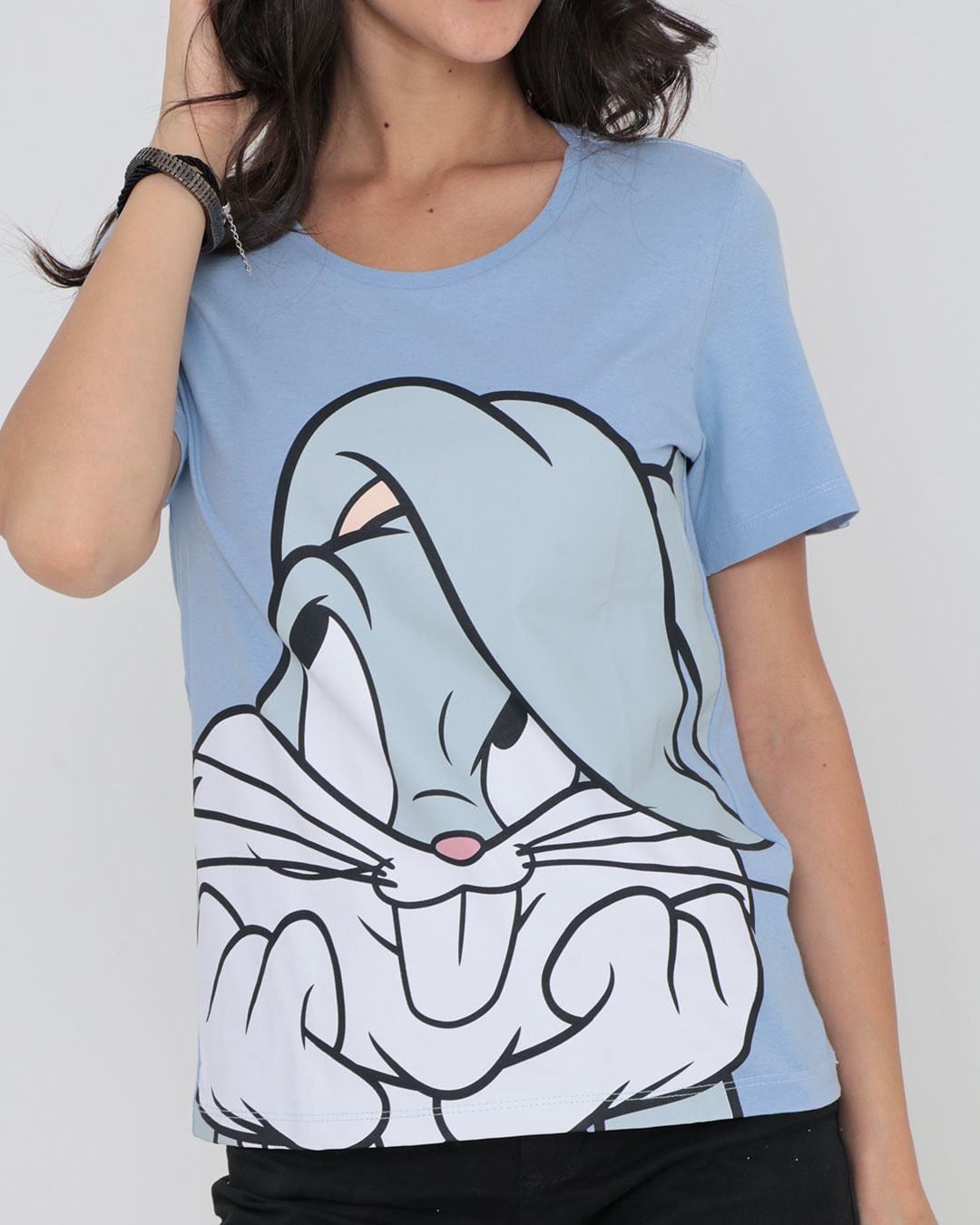 Camiseta-Estampa-Pernalonga-Looney-Tunes-Manga-Curta-Azul