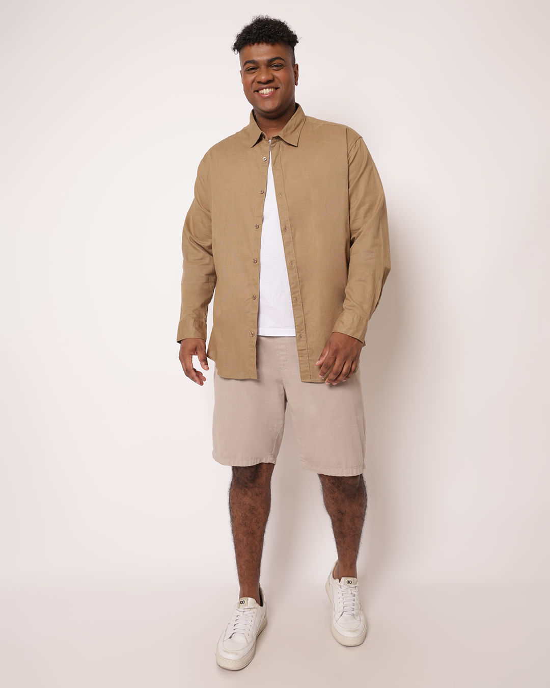 Camisa-Ml-Linho-Lisa-Marrom-Plus---Marrom