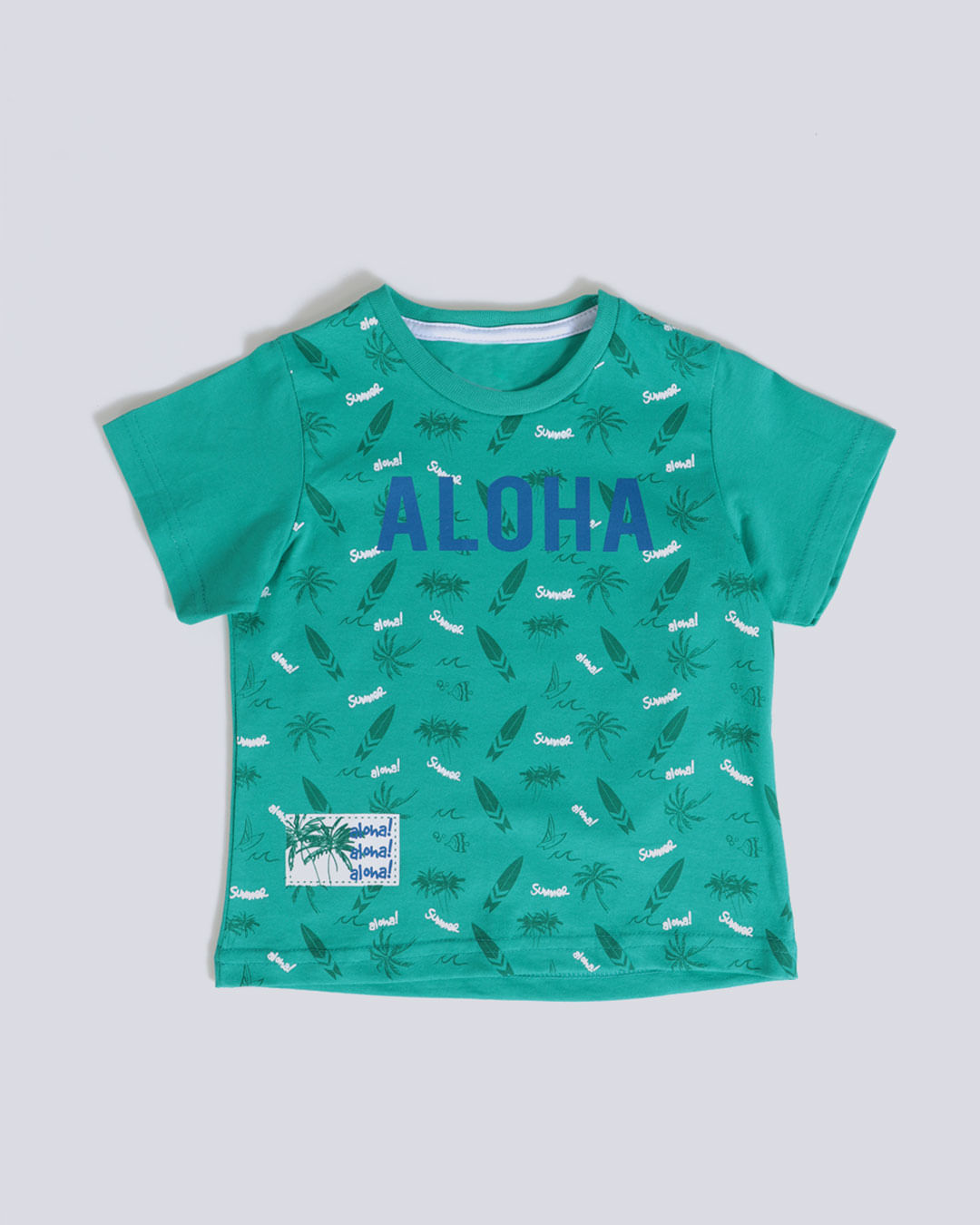 Camiseta-Bebe-Estampada-Aloha-Manga-Curta-Verde
