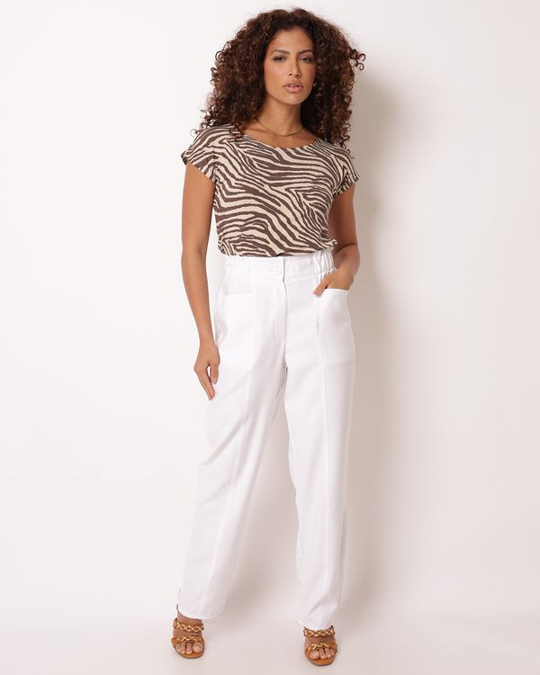 Calça Feminina Reta Berry & Co. Viscose Branca G
