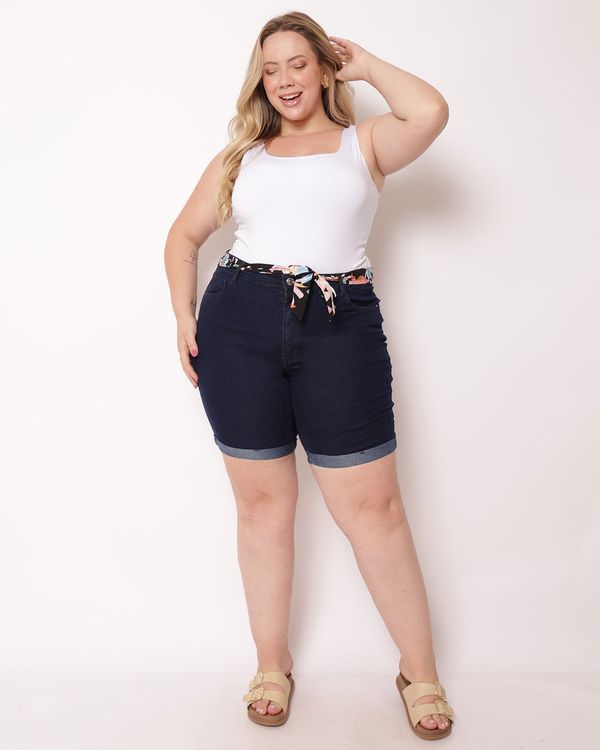 Body Plus Size Feminino Regata Liso Decote Quadrado Branco G3