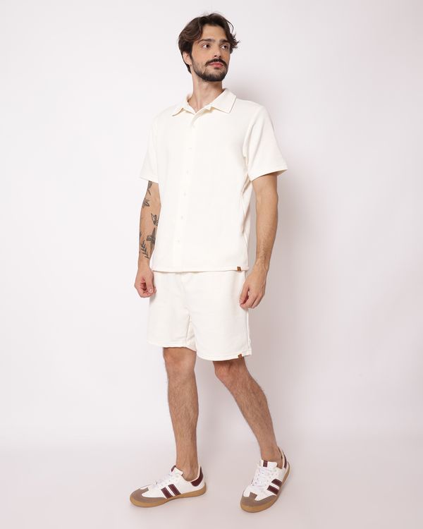 Bermuda Masculina Reta Jacquard Off White P