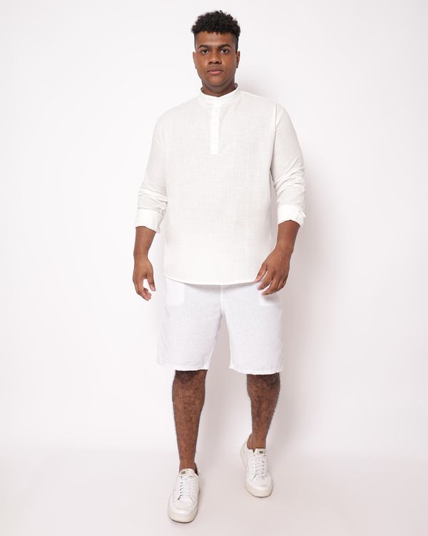 Bermuda Sarja Plus Size Masculina Reta Branca G3