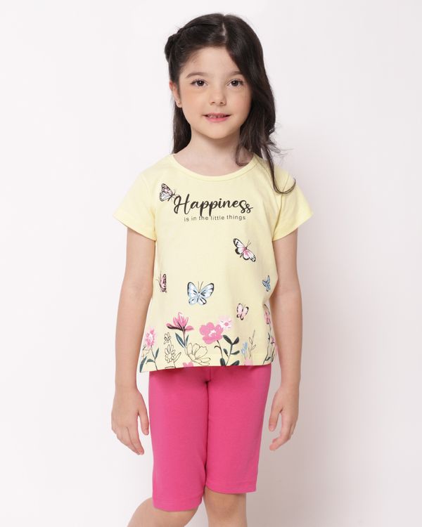 Conjunto Infantil Curto com Estampa Borboletas Amarelo 6