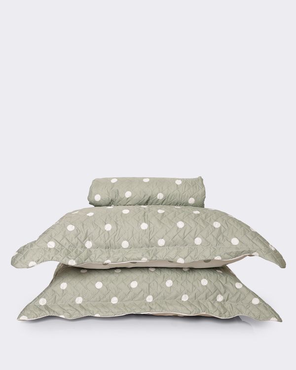 Kit Colcha Casal 3 Peças Plumagem Estampado Poa Verde UN