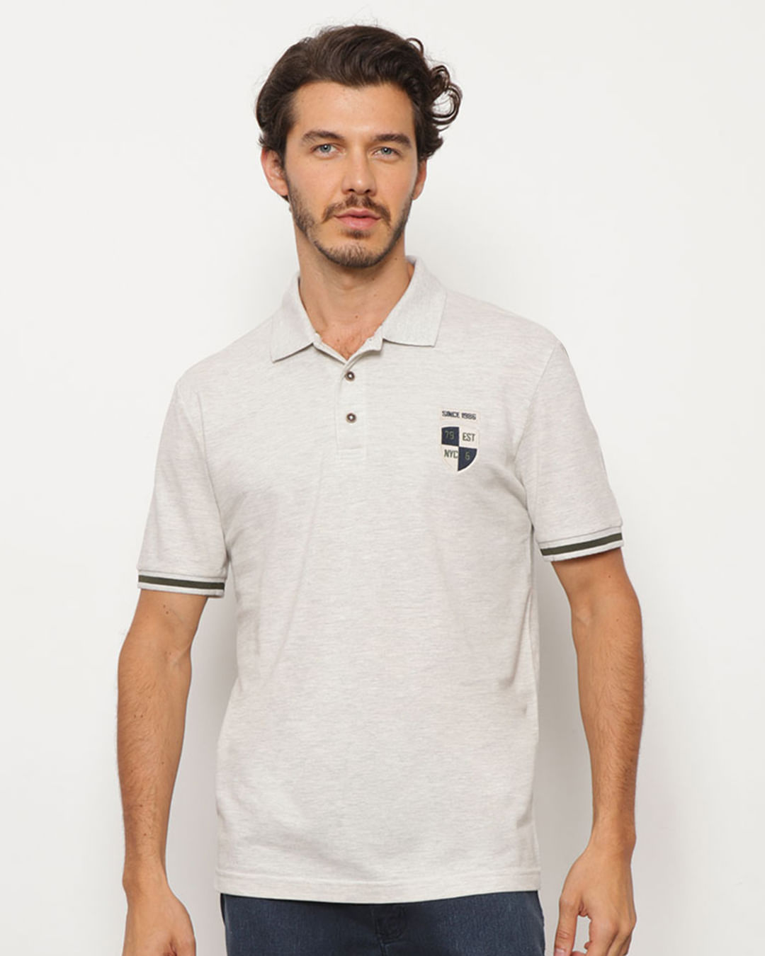 Polo-Piquet-Mescla-Patch-Pgg---Cinza-Claro