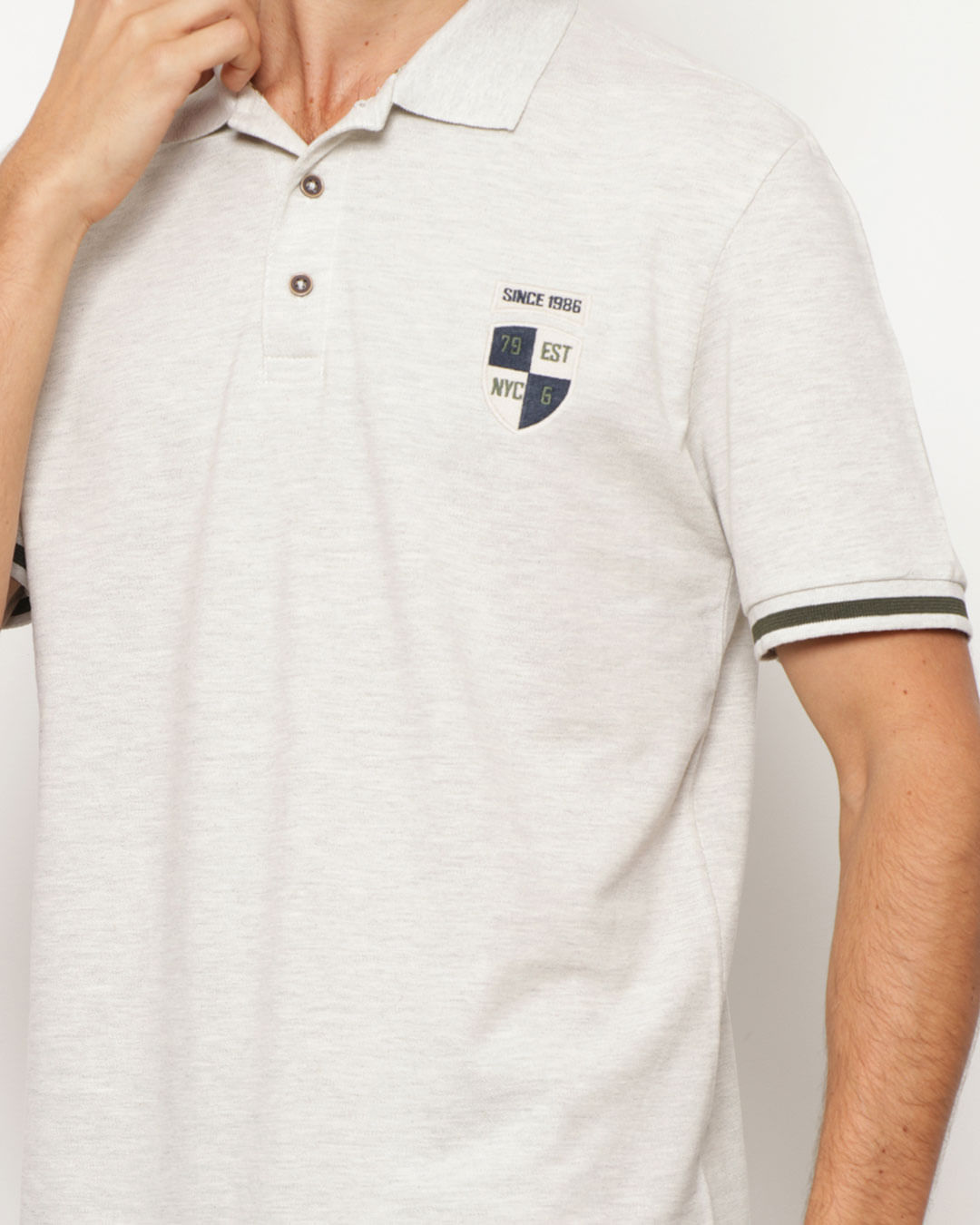 Polo-Piquet-Mescla-Patch-Pgg---Cinza-Claro