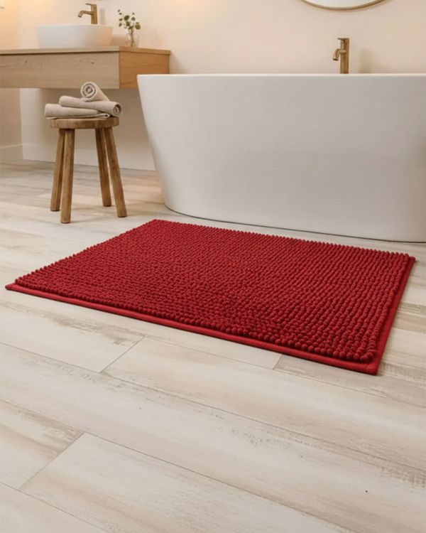 Tapete Banheiro 40cm x 60cm Bolinhas Felpudo Vermelho UN