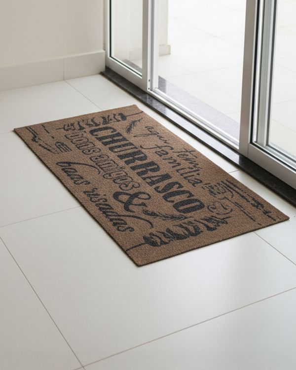 Tapete 40cm x 60cm Estampa Churrasco Antiderrapante Marrom UN