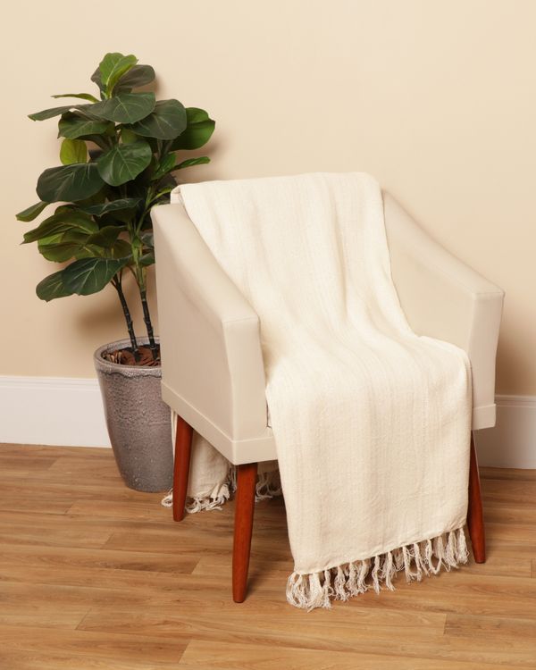 Manta Para Sofá 140cm x 180cm com Fios Lurex Bege UN