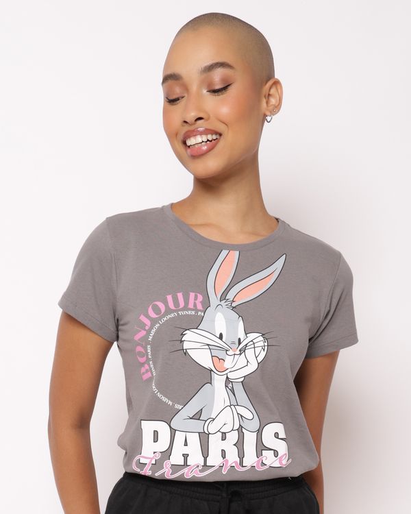 Camiseta Feminina Looney Tunes Pernalonga Algodão Cinza P