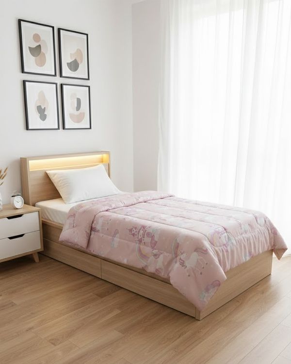 Edredom Solteiro Infantil Dupla Face Andreza Estampado Rosa UN