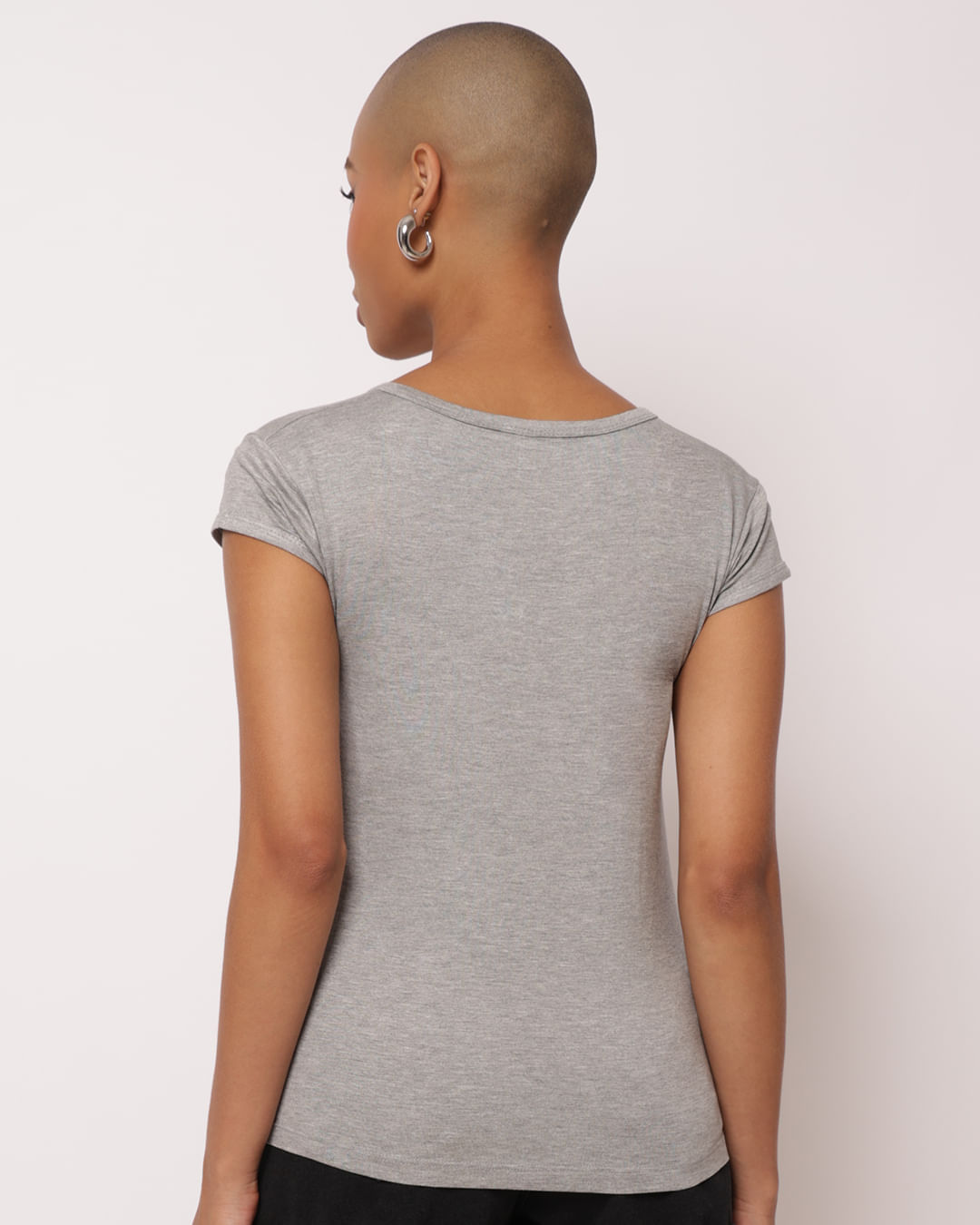 Blusa Feminina Básica Manga Curta Cinza-1767366077064