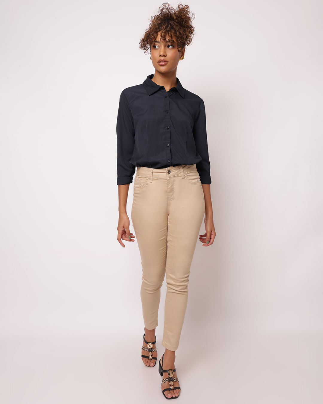 Camisa Feminina Social Berry & Co. Manga Longa Marinho-1767366426737