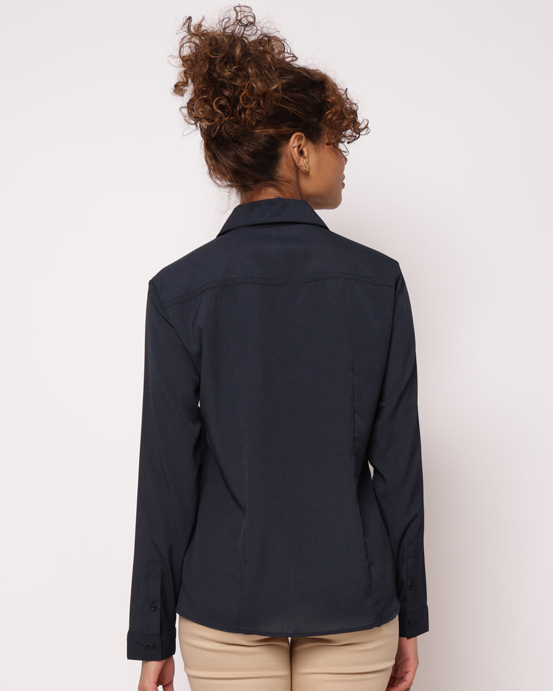 Camisa Feminina Social Berry & Co. Manga Longa Marinho-1767366434953