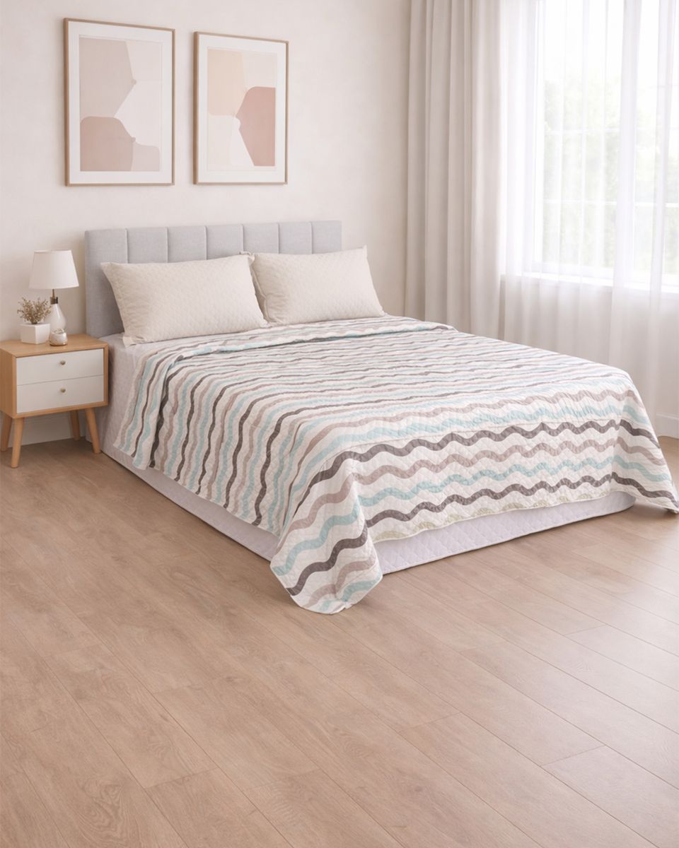 Colcha Casal Arte & Cazza 180cm x 215cm Estampa Off White