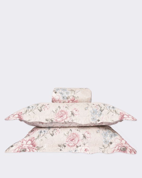 Kit Colcha King Plumagem 3 Peças Estampado Rosa UN