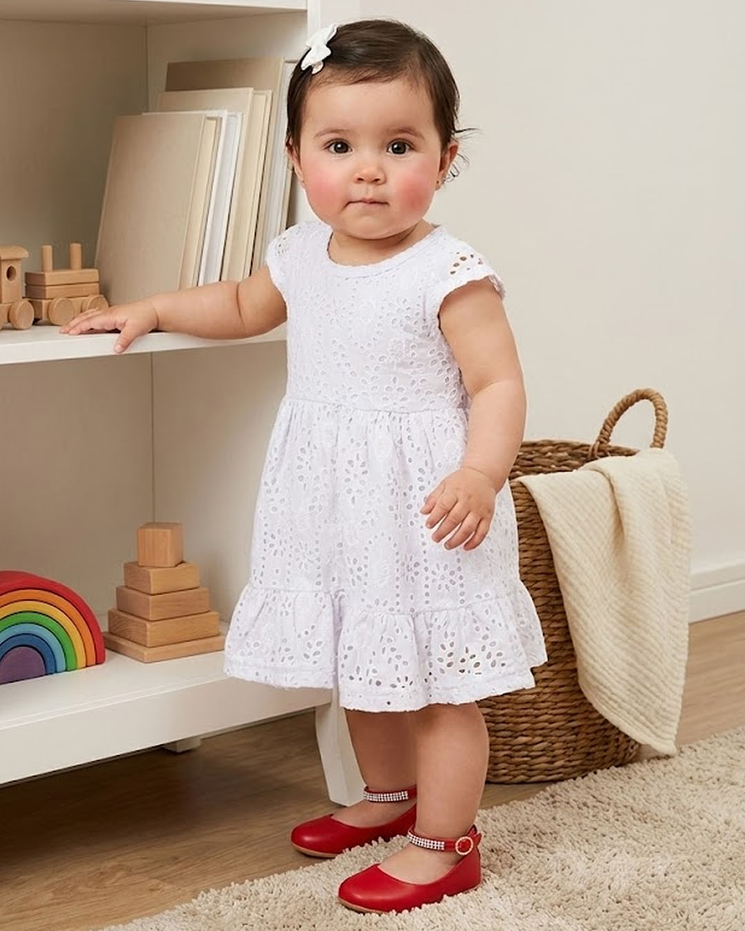 Vestido Bebê Regata Laise com Babados Branco