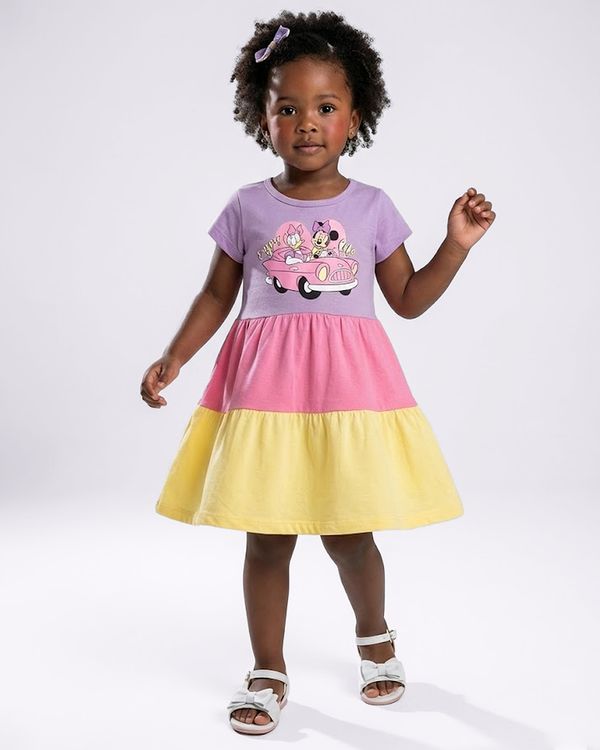 Vestido Bebê Curto Disney Estampa Minnie E Margarida Sortido Lilás 3